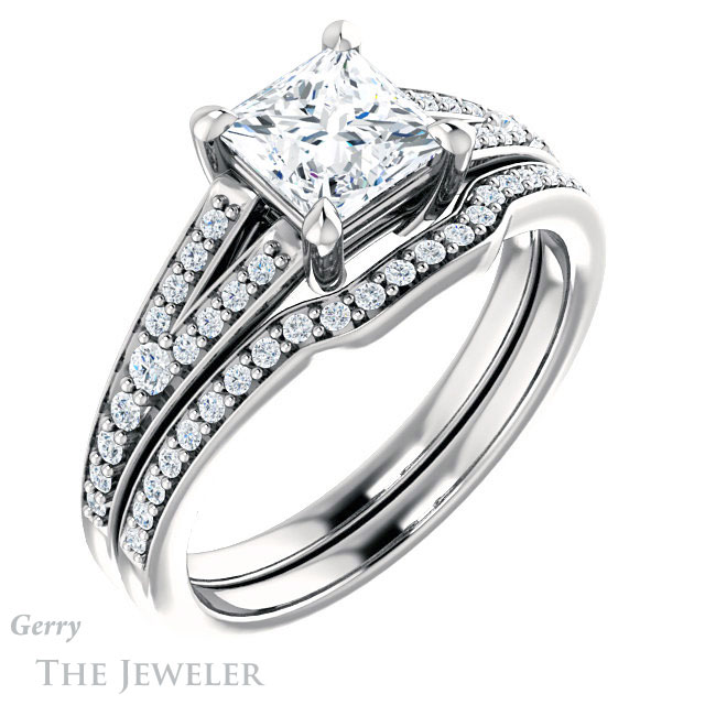 Princess Cut Forever One Moissanite Engagement Ring #GTJ1262-square-fo-w