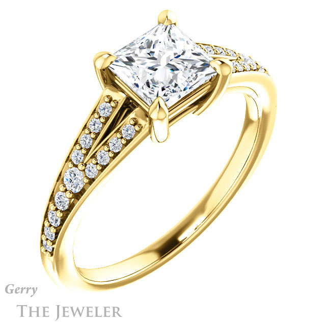 Princess Cut Forever One Moissanite Engagement Ring #GTJ1262-square-fo-y 4 Princess Cut Forever One Moissanite Engagement Ring #GTJ1262-square-fo-y