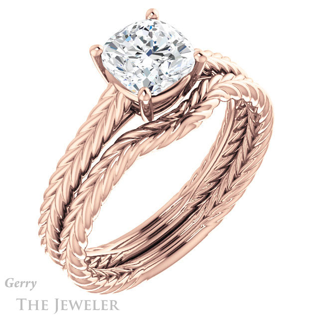 Cushion Cut Forever One Moissanite Engagement Ring #GTJ1263-cushion-fo-r 6 Cushion Cut Forever One Moissanite Engagement Ring #GTJ1263-cushion-fo-r
