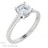 Cushion Cut Forever One Moissanite Engagement Ring #GTJ1263-cushion-fo-w 4 Cushion Cut Forever One Moissanite Engagement Ring #GTJ1263-cushion-fo-w