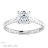 Cushion Cut Forever One Moissanite Engagement Ring #GTJ1263-cushion-fo-w 1 Cushion Cut Forever One Moissanite Engagement Ring #GTJ1263-cushion-fo-w