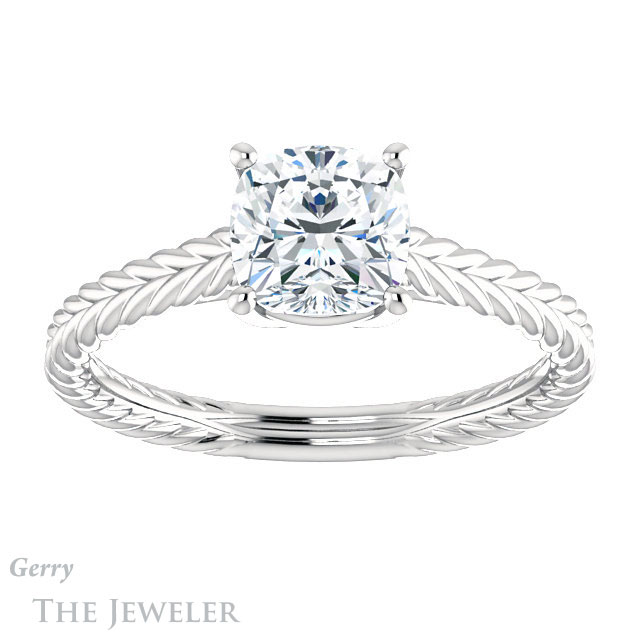 Cushion Cut Forever One Moissanite Engagement Ring #GTJ1263-cushion-fo-w 1 Cushion Cut Forever One Moissanite Engagement Ring #GTJ1263-cushion-fo-w