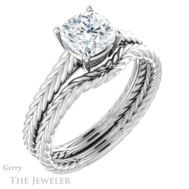 Cushion Cut Forever One Moissanite Engagement Ring #GTJ1263-cushion-fo-w 6 Cushion Cut Forever One Moissanite Engagement Ring #GTJ1263-cushion-fo-w