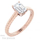 Emerald Cut Forever One Moissanite Engagement Ring #GTJ1263-emerald-fb-r 4 Emerald Cut Forever Brilliant Moissanite Engagement Ring #GTJ1263-emerald-fb-r