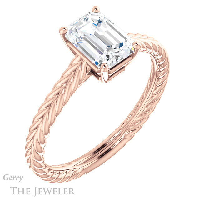Emerald Cut Forever One Moissanite Engagement Ring #GTJ1263-emerald-fb-r 4 Emerald Cut Forever Brilliant Moissanite Engagement Ring #GTJ1263-emerald-fb-r