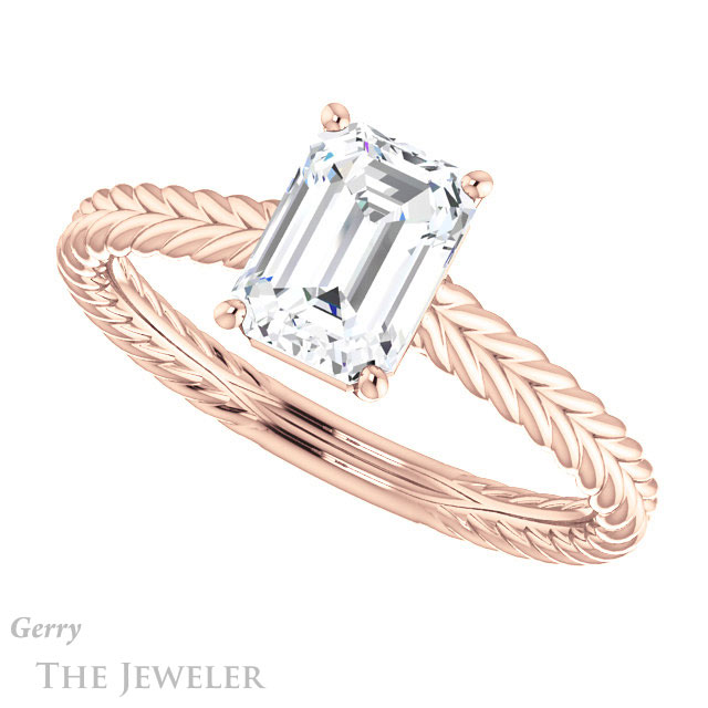 Emerald Cut Forever One Moissanite Engagement Ring #GTJ1263-emerald-fb-r 5 Emerald Cut Forever Brilliant Moissanite Engagement Ring #GTJ1263-emerald-fb-r