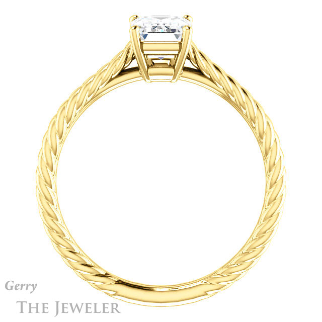 Emerald Cut Forever One Moissanite Engagement Ring #GTJ1263-emerald-fb-y 2 Emerald Cut Forever Brilliant Moissanite Engagement Ring #GTJ1263-emerald-fb-y