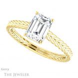 Emerald Cut Forever One Moissanite Engagement Ring #GTJ1263-emerald-fb-y 5 Emerald Cut Forever Brilliant Moissanite Engagement Ring #GTJ1263-emerald-fb-y