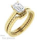 Emerald Cut Forever One Moissanite Engagement Ring #GTJ1263-emerald-fb-y 6 Emerald Cut Forever Brilliant Moissanite Engagement Ring #GTJ1263-emerald-fb-y