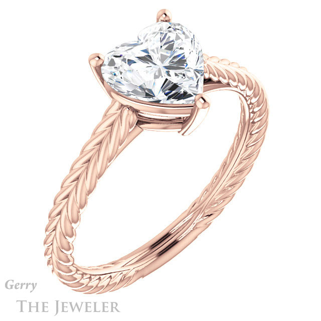Heart Shaped Forever One Moissanite Engagement Ring #GTJ1263-heart-fb-r 4 Heart Shaped Forever Brilliant Moissanite Engagement Ring #GTJ1263-heart-fb-r