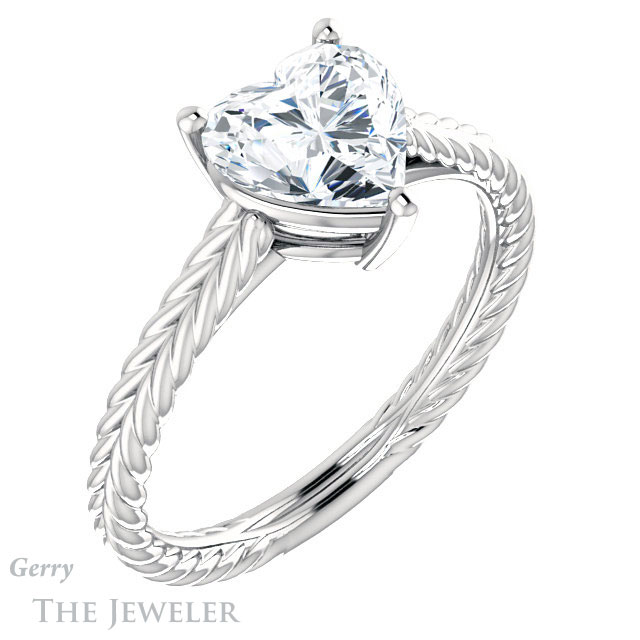 Heart Shaped Forever One Moissanite Engagement Ring #GTJ1263-heart-fb-w 4 Heart Shaped Forever Brilliant Moissanite Engagement Ring #GTJ1263-heart-fb-w