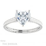 Heart Shaped Forever One Moissanite Engagement Ring #GTJ1263-heart-fb-w 1 Heart Shaped Forever Brilliant Moissanite Engagement Ring #GTJ1263-heart-fb-w