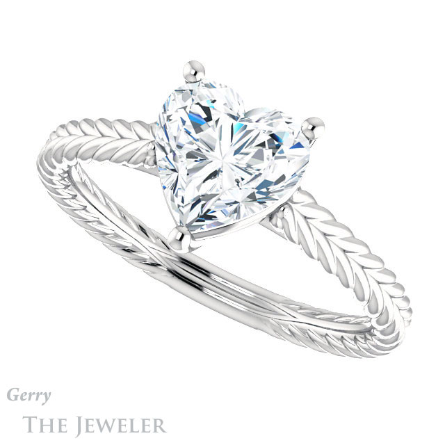 Heart Shaped Forever One Moissanite Engagement Ring #GTJ1263-heart-fb-w 5 Heart Shaped Forever Brilliant Moissanite Engagement Ring #GTJ1263-heart-fb-w