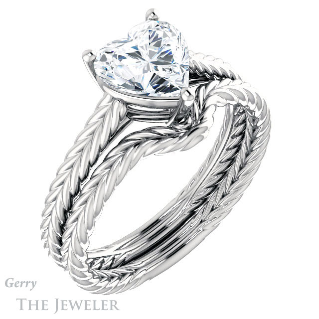 Heart Shaped Forever One Moissanite Engagement Ring #GTJ1263-heart-fb-w 6 Heart Shaped Forever Brilliant Moissanite Engagement Ring #GTJ1263-heart-fb-w