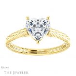 Heart Shaped Forever One Moissanite Engagement Ring #GTJ1263-heart-fb-y 1 Heart Shaped Forever Brilliant Moissanite Engagement Ring #GTJ1263-heart-fb-y