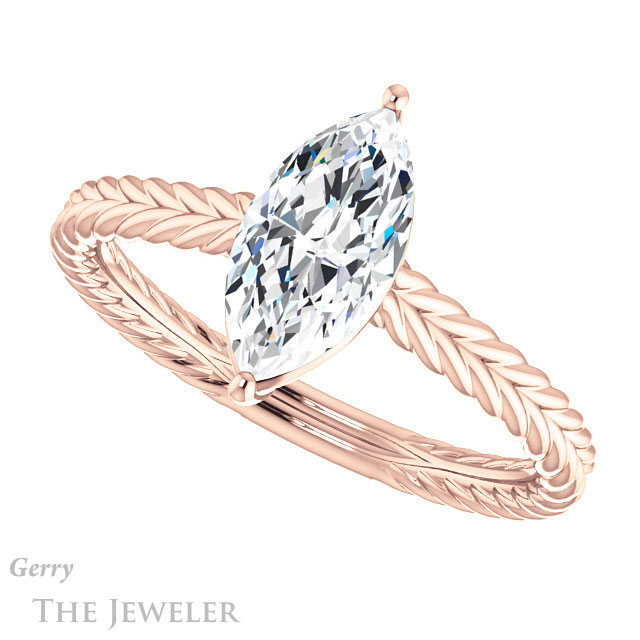 Marquise Cut Forever One Moissanite Engagement Ring #GTJ1263-marquise-fb-r 5 Marquise Cut Forever Brilliant Moissanite Engagement Ring #GTJ1263-marquise-fb-r
