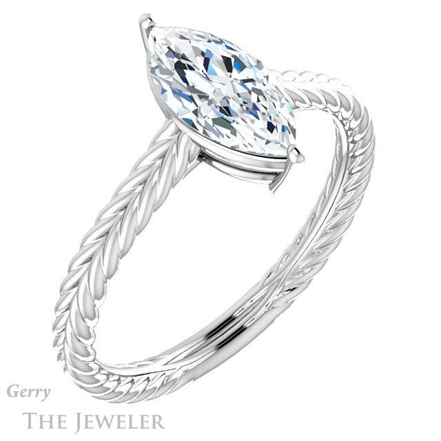 Marquise Cut Forever One Moissanite Engagement Ring #GTJ1263-marquise-fb-w 4 Marquise Cut Forever Brilliant Moissanite Engagement Ring #GTJ1263-marquise-fb-w