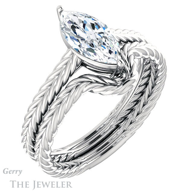 Marquise Cut Forever One Moissanite Engagement Ring #GTJ1263-marquise-fb-w 6 Marquise Cut Forever Brilliant Moissanite Engagement Ring #GTJ1263-marquise-fb-w