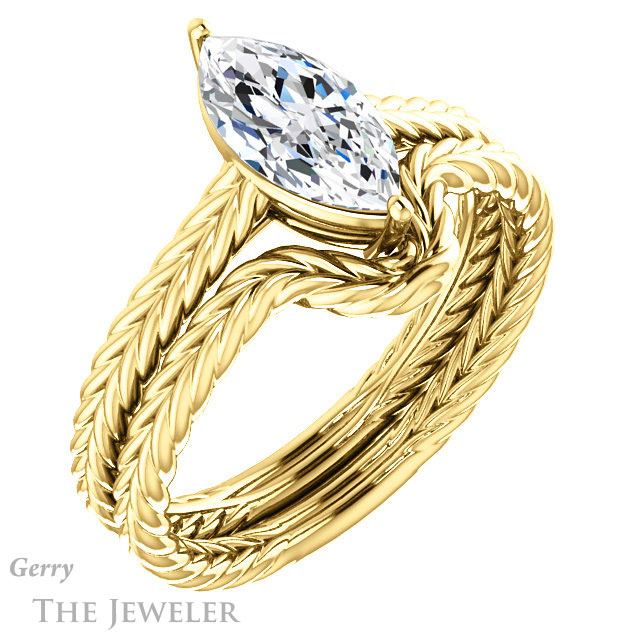 Marquise Cut Forever Brilliant Moissanite Engagement Ring #GTJ1263-marquise-fb-y
