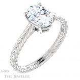 Oval Shaped Forever One Moissanite Engagement Ring #GTJ1263-oval-fo-w 4 Oval Shaped Forever One Moissanite Engagement Ring #GTJ1263-oval-fo-w