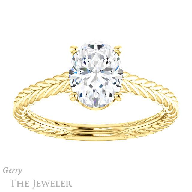 Oval Shaped Forever One Moissanite Engagement Ring #GTJ1263-oval-fo-y 1 Oval Shaped Forever One Moissanite Engagement Ring #GTJ1263-oval-fo-y