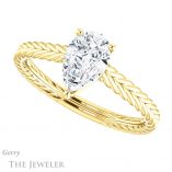Pear Shaped Forever Brilliant Moissanite Engagement Ring #GTJ1263-pear-fb-y