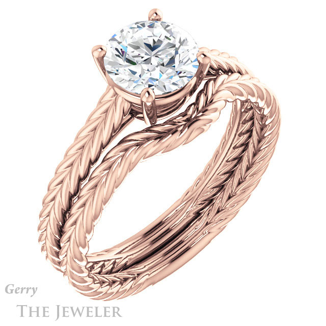 Round Cut Forever One Moissanite Engagement Ring #GTJ1263-round-fo-r 6 Round Cut Forever One Moissanite Engagement Ring #GTJ1263-round-fo-r