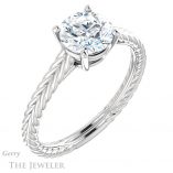 Round Cut Forever One Moissanite Engagement Ring #GTJ1263-round-fo-w 4 Round Cut Forever One Moissanite Engagement Ring #GTJ1263-round-fo-w