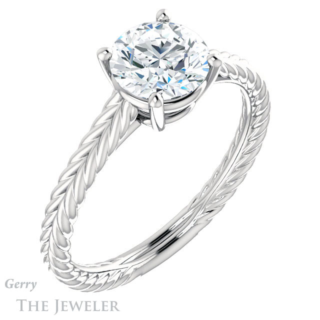 Round Cut Forever One Moissanite Engagement Ring #GTJ1263-round-fo-w 4 Round Cut Forever One Moissanite Engagement Ring #GTJ1263-round-fo-w
