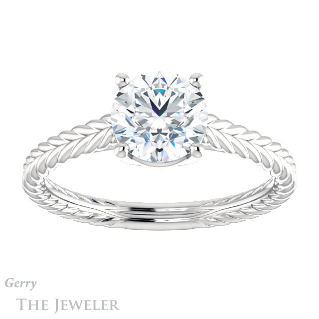 Round Cut Forever One Moissanite Engagement Ring #GTJ1263-round-fo-w 1 Round Cut Forever One Moissanite Engagement Ring #GTJ1263-round-fo-w