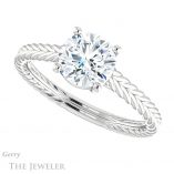 Round Cut Forever One Moissanite Engagement Ring #GTJ1263-round-fo-w 5 Round Cut Forever One Moissanite Engagement Ring #GTJ1263-round-fo-w