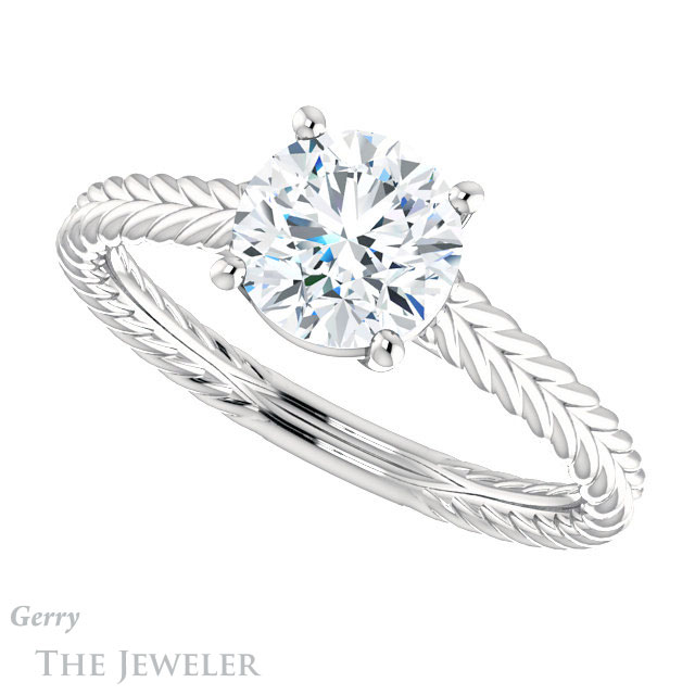 Round Cut Forever One Moissanite Engagement Ring #GTJ1263-round-fo-w 5 Round Cut Forever One Moissanite Engagement Ring #GTJ1263-round-fo-w
