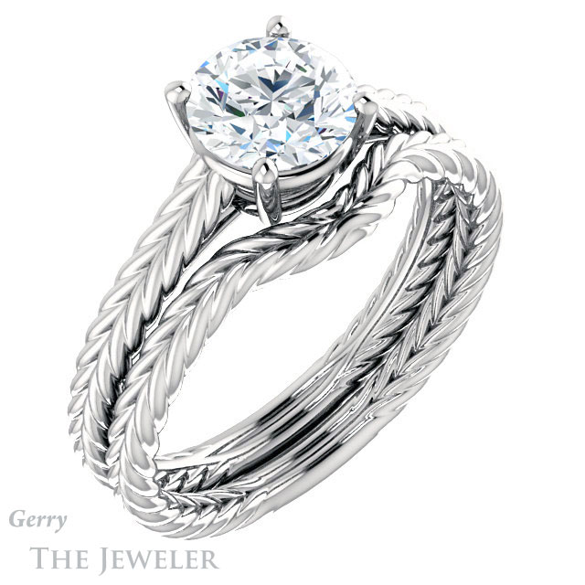 Round Cut Forever One Moissanite Engagement Ring #GTJ1263-round-fo-w 6 Round Cut Forever One Moissanite Engagement Ring #GTJ1263-round-fo-w