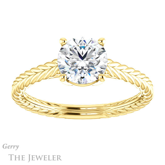 Round Cut Forever One Moissanite Engagement Ring #GTJ1263-round-fo-y