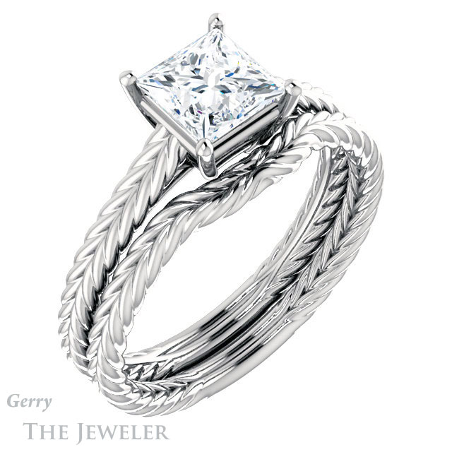 Princess Cut Forever One Moissanite Engagement Ring #GTJ1263-square-fo-w 6 Princess Cut Forever One Moissanite Engagement Ring #GTJ1263-square-fo-w