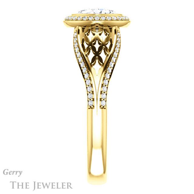 Cushion Cut Forever One Moissanite Engagement Ring #GTJ1264-cushion-fo-y | Gerry The Jeweler Cushion Cut Forever One Moissanite Engagement Ring #GTJ1264-cushion-fo-y