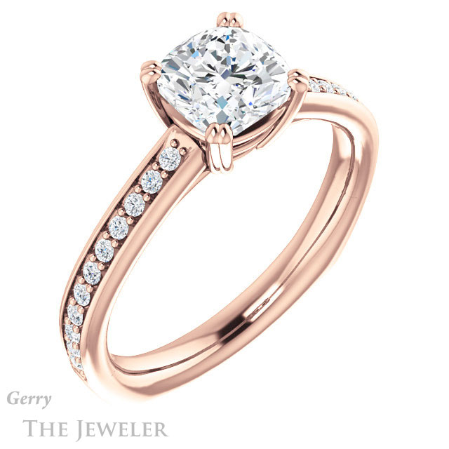 Cushion Cut Forever One Moissanite Engagement Ring #GTJ1265-cushion-fo-r