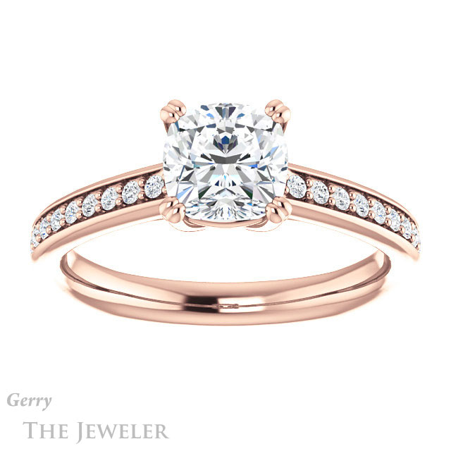 Cushion Cut Forever One Moissanite Engagement Ring #GTJ1265-cushion-fo-r