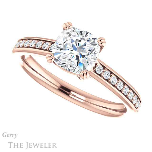 Cushion Cut Forever One Moissanite Engagement Ring #GTJ1265-cushion-fo-r