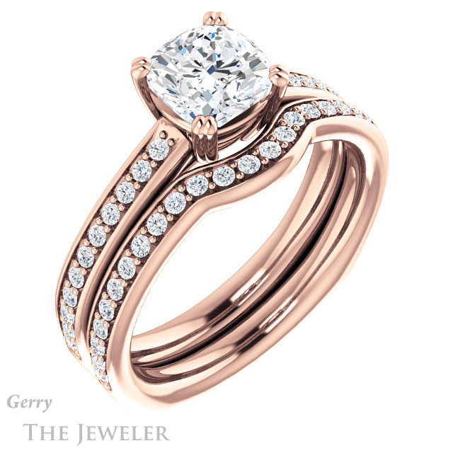 Cushion Cut Forever One Moissanite Engagement Ring #GTJ1265-cushion-fo-r