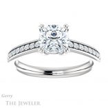 Cushion Cut Forever One Moissanite Engagement Ring #GTJ1265-cushion-fo-w 1 Cushion Cut Forever One Moissanite Engagement Ring #GTJ1265-cushion-fo-w