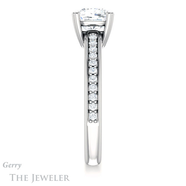 Cushion Cut Forever One Moissanite Engagement Ring #GTJ1265-cushion-fo-w 3 Cushion Cut Forever One Moissanite Engagement Ring #GTJ1265-cushion-fo-w