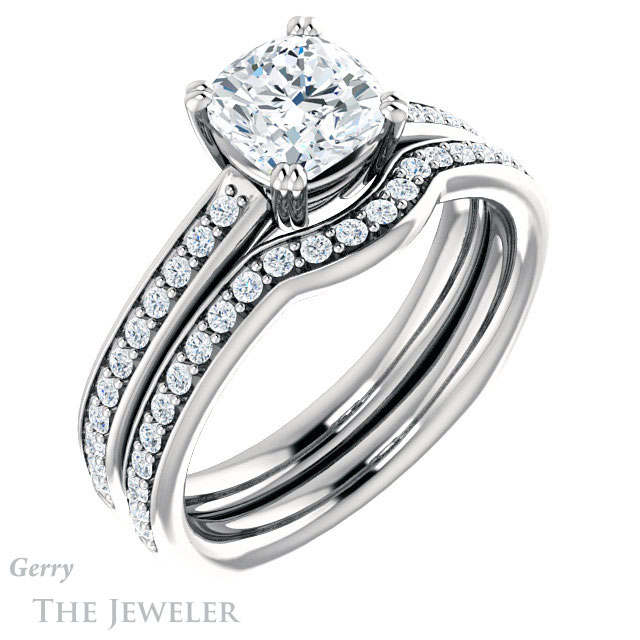 Cushion Cut Forever One Moissanite Engagement Ring #GTJ1265-cushion-fo-w 6 Cushion Cut Forever One Moissanite Engagement Ring #GTJ1265-cushion-fo-w