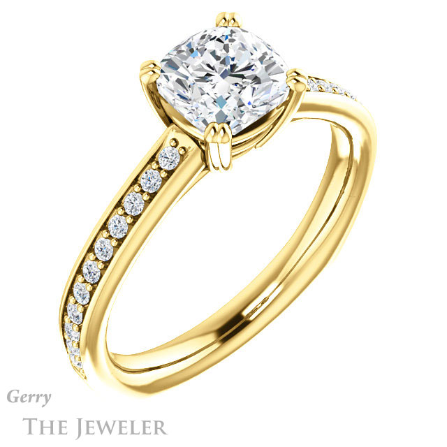 Cushion Cut Forever One Moissanite Engagement Ring #GTJ1265-cushion-fo-y