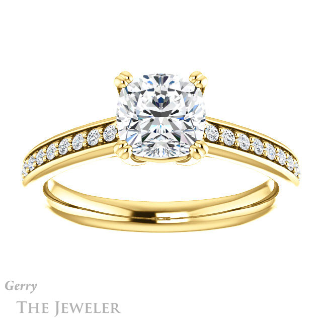 Cushion Cut Forever One Moissanite Engagement Ring #GTJ1265-cushion-fo-y