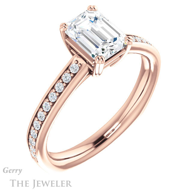 Emerald Cut Forever Brilliant Moissanite Engagement Ring #GTJ1265-emerald-fb-r