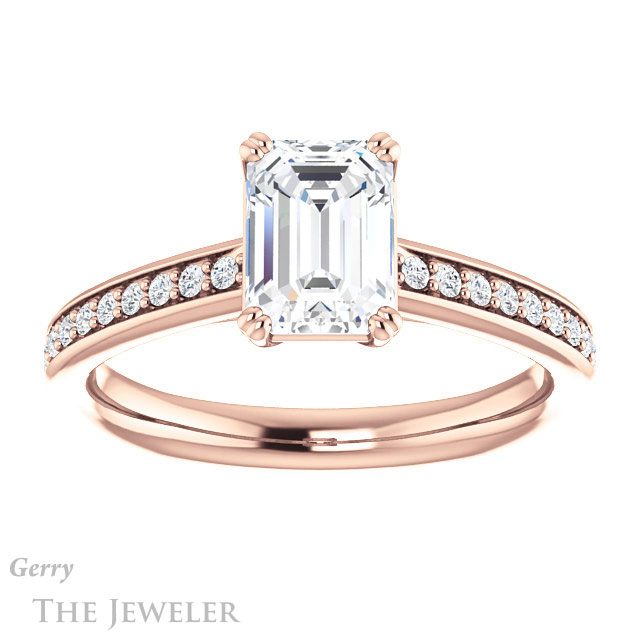 Emerald Cut Forever Brilliant Moissanite Engagement Ring #GTJ1265-emerald-fb-r