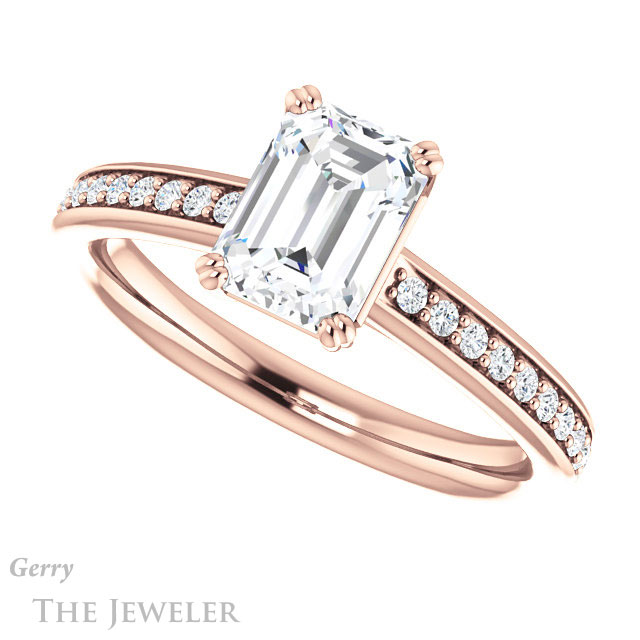 Emerald Cut Forever Brilliant Moissanite Engagement Ring #GTJ1265-emerald-fb-r