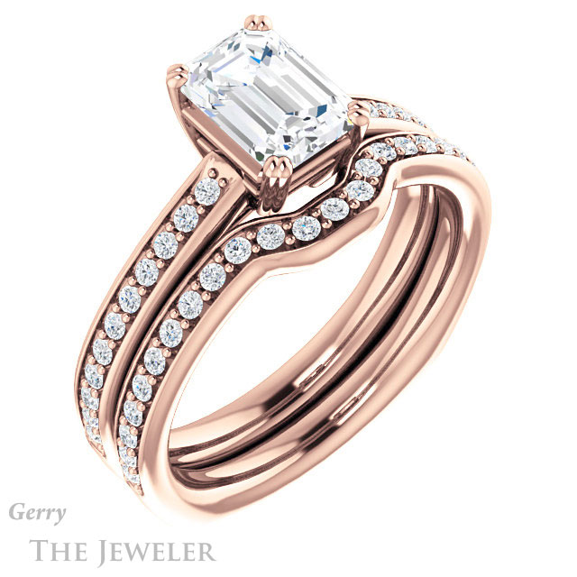 Emerald Cut Forever Brilliant Moissanite Engagement Ring #GTJ1265-emerald-fb-r