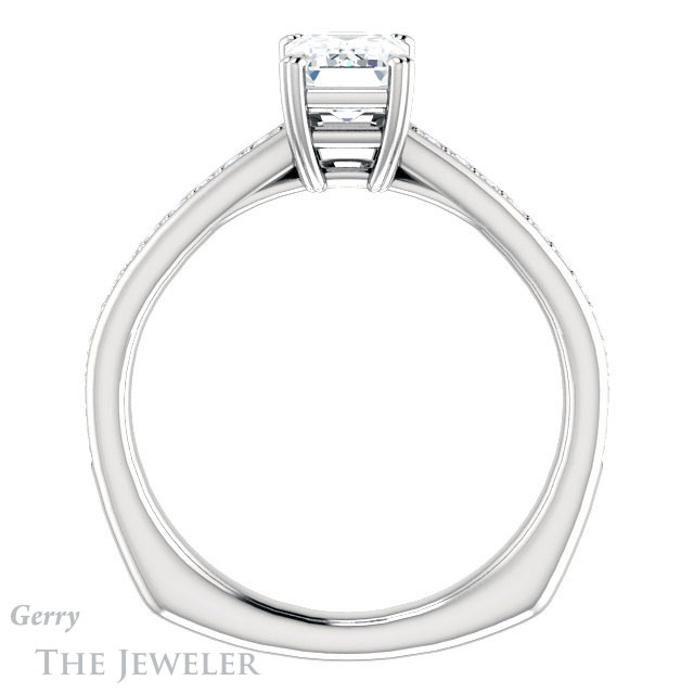Emerald Cut Forever One Moissanite Engagement Ring #GTJ1265-emerald-fb-w 2 Emerald Cut Forever Brilliant Moissanite Engagement Ring #GTJ1265-emerald-fb-w